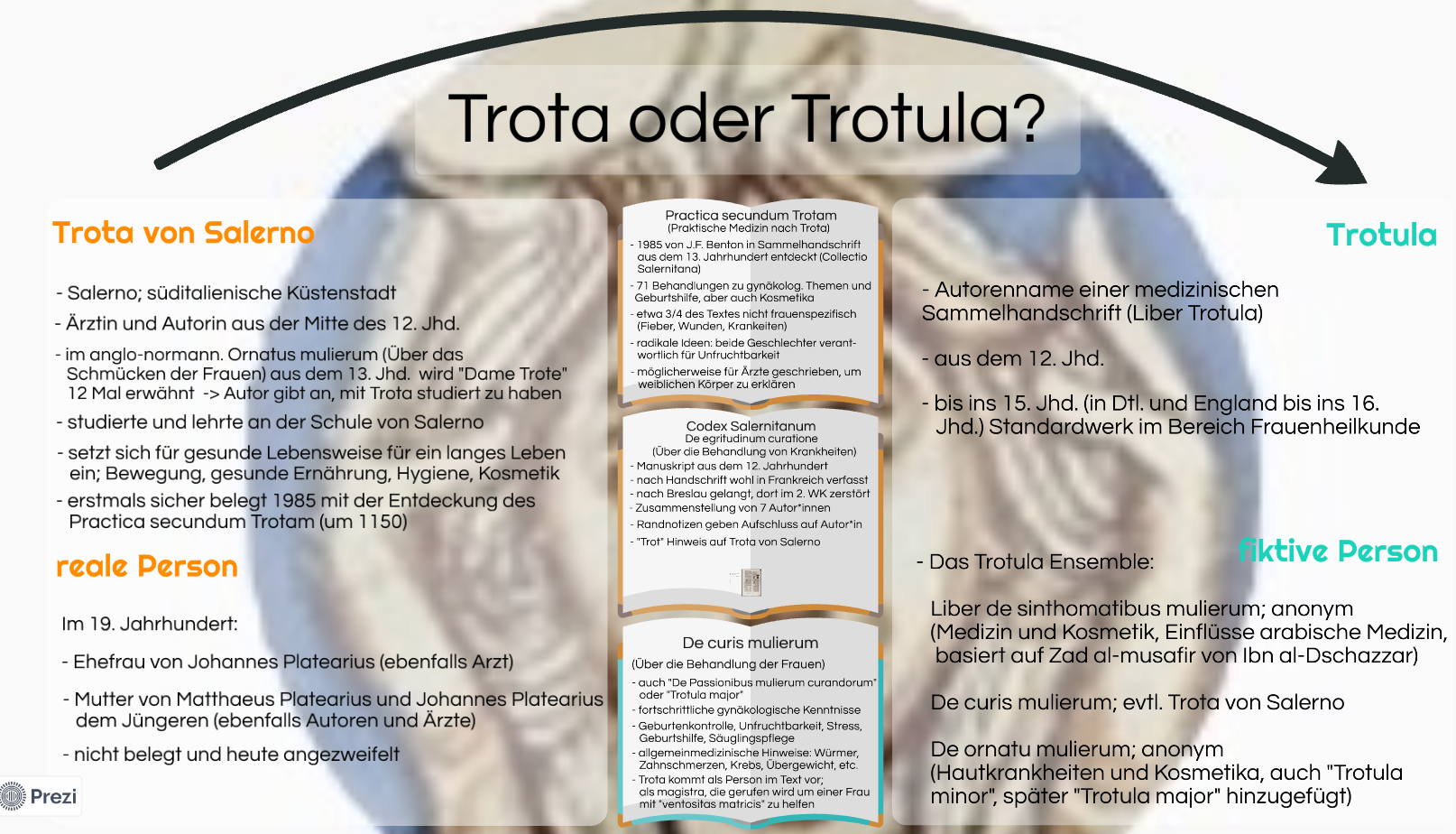 Dritter Screenshot zum Trotula-Projekt. Er zeigt die Namensherkunft Trotulas auf. 